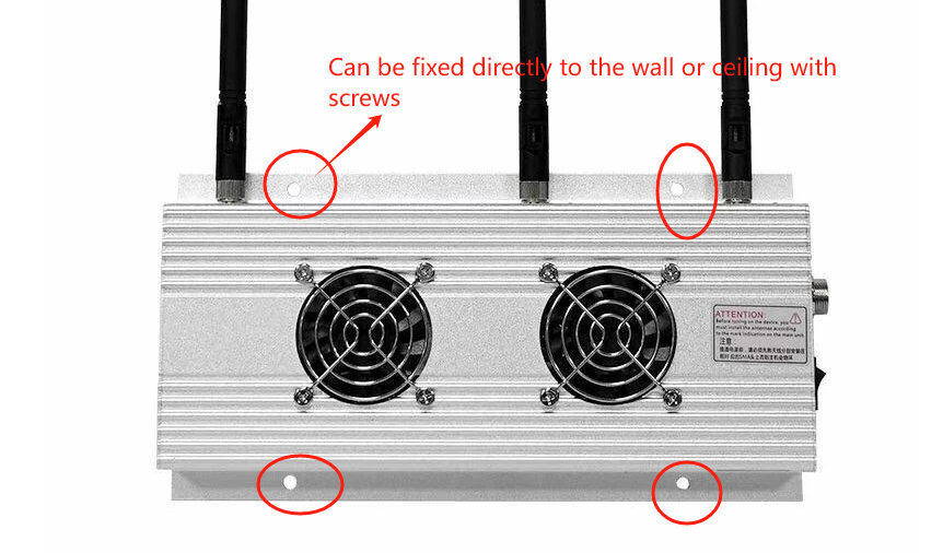 2.4 ghz jamming device can be fixed directly on the wall or ceiling with screws